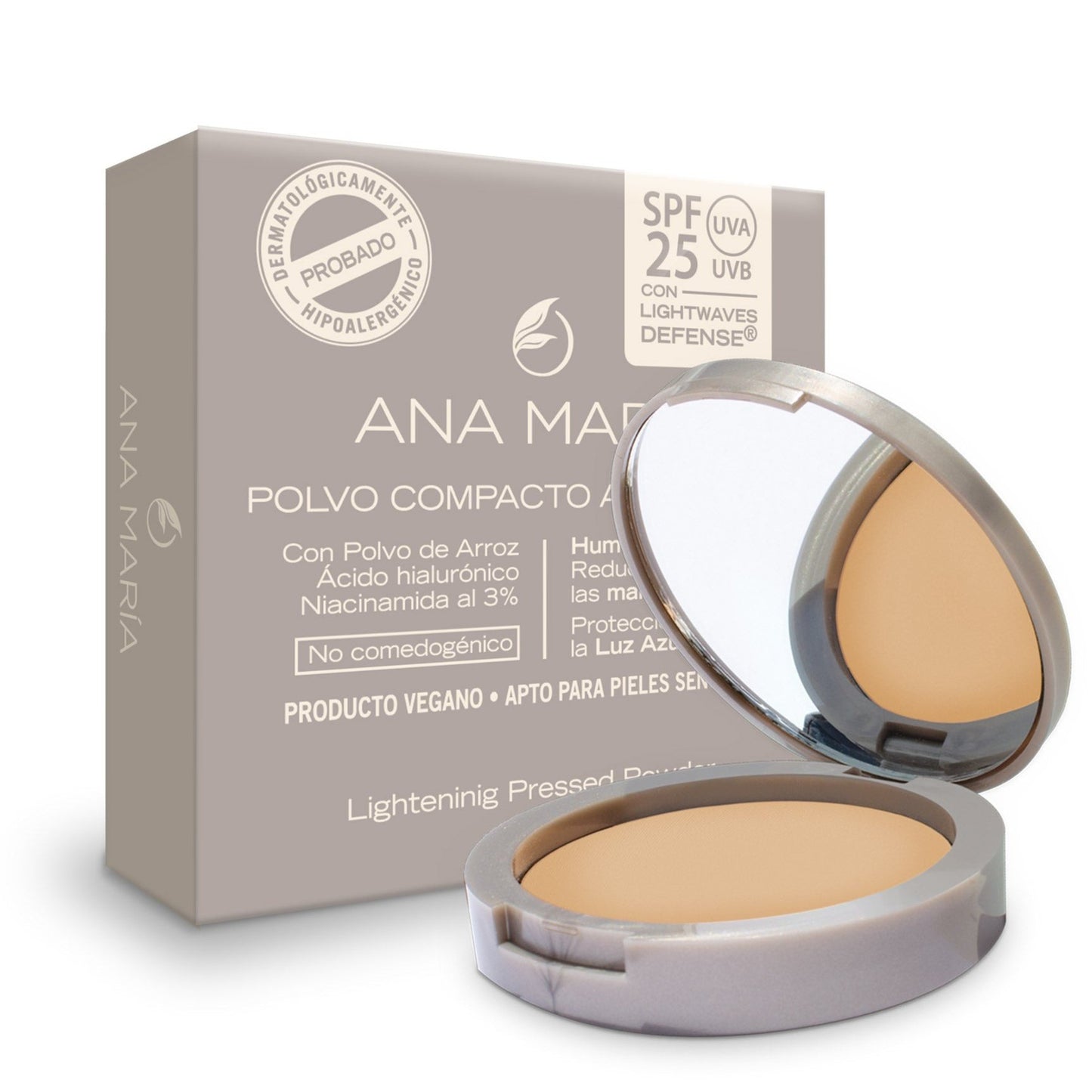 Polvo Compacto Aclarante y Humectante Ana María X 15 G